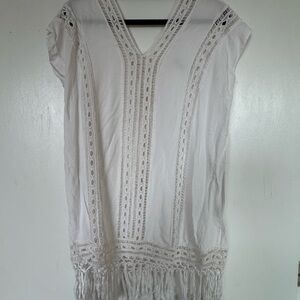 Elegant White Lace Trim Women's Top